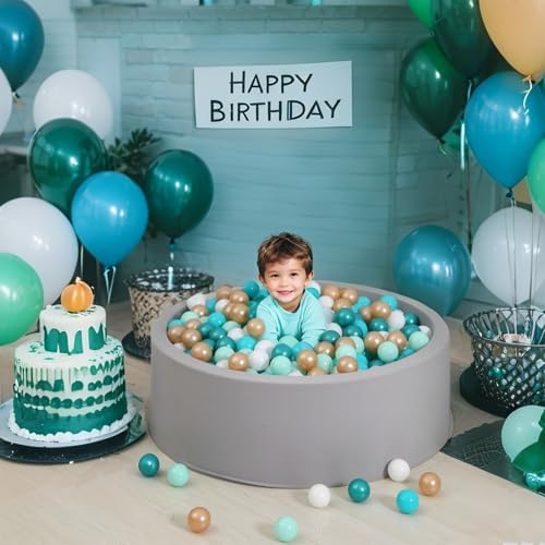 GOGOSO Ball Pit Balls for Toddler, Baby Plastic Playballs Kids Soft Pastel Pelotas Non-Toxic BPA-Free 2green+White+Gold,100 Balls
