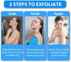 Exfoliating Gloves 2 Pcs, Exfoliating Body Scrubber for Bath Shower Exfoliation, Body Scrub Exfoliator Loofah Sponge for Dead Skin Remover, Korean Exfoliating Mitt (Blue)