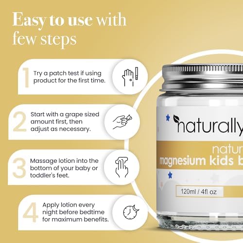 NATURALLY MUM - Magnesium Lotion for Kids & Babies [NATURAL & SAFE] - Juniors Bedtime Lotion - Magnesium Cream for Kids & Babies - Magnesium Lotion for Sleep Kids & Toddlers - Made in UK - Vanilla
