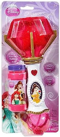 Little Kids Disney Princess Beauty and The Beast Belle Light and Sound Musical Bubble Wand, Includes Bubble Solution