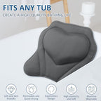 LuxStep Bath Pillow-Bathtub Pillow with Air Mesh Fabric & 6 Non-Slip Suction Cups, Bath Pillows for Tub Head, Neck and Back Support, Bath Accessories Spa Gifts, Grey