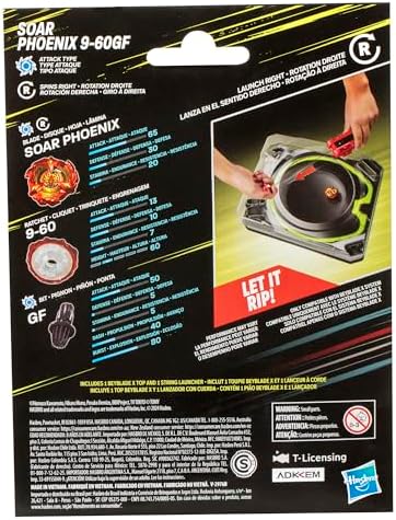 BEYBLADE X Soar Phoenix 9-60GF Deluxe String Launcher Set with Attack Type Right-Spinning Top Toy; Great Gift for 8 Year Old Boys and Girls