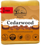 '-Cedarwood- Grass-Fed Beef Tallow and Organic Oils - Scented with Organic Essential Oils - Artisanal Bar Soap - 3 Pack - Each Bar Unique-