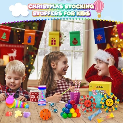 60 Pack Sensory Fidget Toys for Kids Classroom, Autism Sensory Product Calm Down Fidgets for Kids Age 5-7, 8-12, ADHD Stress Relief Travel Toys Christmas Stocking Stuffers for Kid Teens