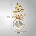 Pearl Earrings with 18k Gold Life Tree, 925 Sterling Needle & Baroque Pearl Drop Earrings for Women
