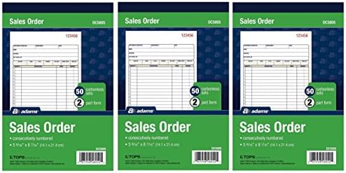 Adams Sales Order Book, 2-Part, Carbonless, White/Canary, 5-9/16 x 8-7/16 Inches, 50 Sets per Book (DC5805) … (3 Pack)