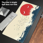 Playmats for Magic: The Gathering MTG Card Game Mat Plus 50 Pcs Card Sleeves, 24 x 14 inch TCG Mat with Stitched Edge for Commander Deck Duskmourn Board Game, Janpanese Sun Sea