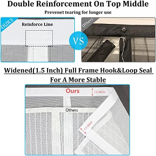 Upgraded Magnetic Screen Door Thicker 250g/m² Reinforced Mesh,36 Longer Magnets, Retractable Screen Door Mesh Magnetic Closure for Single Front Door