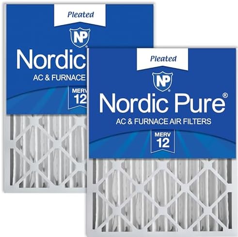 Nordic Pure 16x20x4 (15_1/2 x 19_1/2 x 3_5/8) Pleated MERV 12 Air Filters 2 Pack