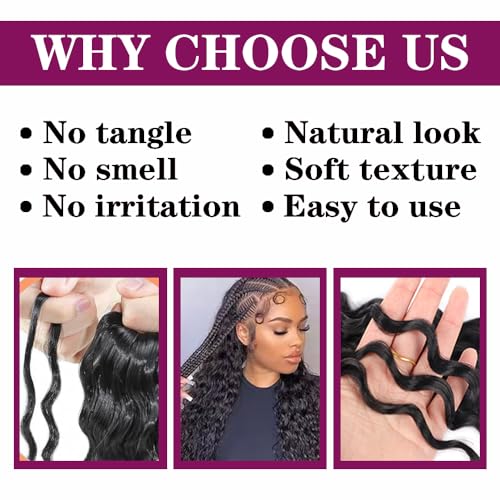 3packs 30 Inch Soft Curly Braiding Hair,Ocean Wave Crochet Hair for Black Women,Deep Wave Braiding Hair for Boho Braids (350#, 30 inch (pack of 3))