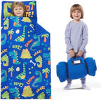 JOIEDOMI Toddler Nap Mat for Preschool 55''x30'' Sleeping Mat with Removable Pillow and Minky Blanket for Kids Ages 3-7 Roll Up Soft Kids Sleeping Bag for Boys Girls Kindergarten Daycare Sleepover