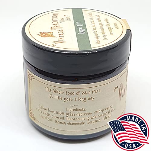 Vintage Tradition Beef Tallow All Purpose Balm – Healing, Hydrating Musk Skin Care Salve Replaces Body Lotion, Hand Cream, More – Essential Oil, Olive Oil, and Grass-Fed Tallow, 2 fl. oz.