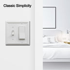 OKAWYC Toggle/Decorator Light Switch Cover Adler Metal Wall Plate, 2-Pack White 2 Gang, for Receptacle Dimmer Switch GFCI Outlet, Switch Cover Decorative Wallplate, Durable