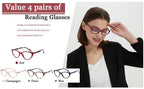 EYEURL 4-Pack Cat Eye Reading Glasses for Women- Blue Light Blocking Readers with Spring Hinges,Anti-Glare/UV Rays Reading Glasses,1.5