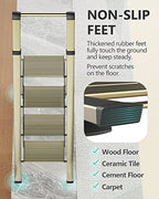 WOA WOA 4 Step Ladder, Ladders for Home, Anti-Slip Pedals, Aluminum Step Stool Foldable, Lightweight to Move, Ease of Storage, Reach 9ft for Closet Kitchen Library, Hold 300lbs - Gold