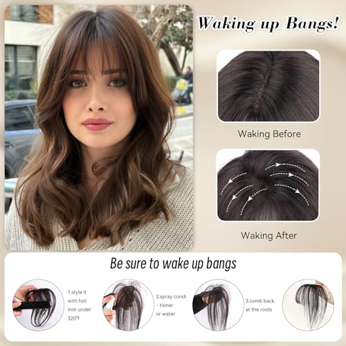 Bangs Hair Clip in Bangs 100% Real Human Hair Toppers 360°3D Cover Clip in Bangs Hair pieces Wispy Bangs for Women Hair Extensions Clip on French Bangs for Daily Wear