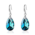 EVEVIC Austrian Crystal Teardrop Drop Earrings for Women, French Hook