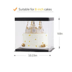 XININSUN 2Pcs Large Cake PET Clear Box, 10" X 10" X 9" with ribbon and pre-folded lid, for 8" cake packing carry, baking cookie display, Carry Tall Layer Gift, Festive Gift Box -Black
