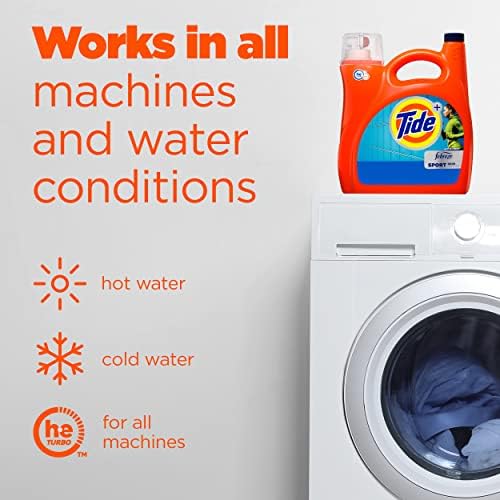 Tide Plus Febreze Sport Odor Defense Liquid Laundry Detergent, 105 fl oz, 74 Loads, HE Compatible