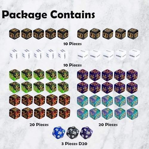 63 PCS Abilities Keyword Magic Counter Dice MTG Counters Dice Set Life Buff Tokens D6 Dice Compatible with MTG, TCG, Card Gaming Accessories
