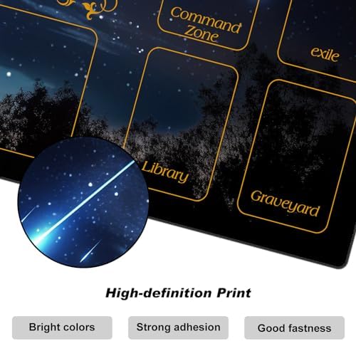 DEGDFSGR for MTG Playmat with Zones 24 x 14 inches for TCG Playmats Non-Slip Rubber Base Commander Play Mat for Card Play mat Iorcana Trading Card Game, Blue Sky Meteor Streaks