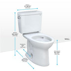 TOTO Drake Two-Piece Elongated 1.6 GPF Universal Height TORNADO FLUSH Toilet with CEFIONTECT, Cotton White - CST776CSFG#01