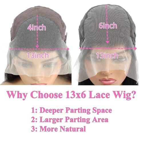 SWEETGIRL Body Wave Lace Front Wigs Human Hair Pre Plucked 13x6 HD Lace Front Wigs Human Hair Frontal Wigs for Women 180 Density (24 Inches, Natural Black)