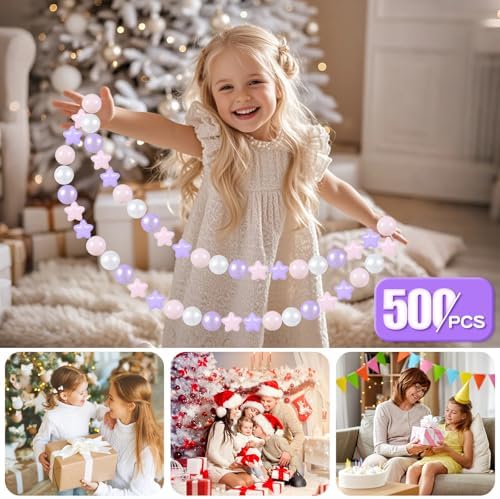 GOGOSO Balls for Ball Pit - Plastic Ball for Toddlers 1-3, Baby Kids Ball Pool Decoration 50 100 200 300 500 1000 (A Purple+Pink+White+Clear, 500 Balls)