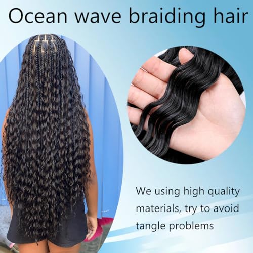 Curly Braiding Hair 30 Inch Ocean Wave Crochet Hair for Black Women Long Deep Wave Wet and Wavy Braiding Hair For Boho Braids (27/613, (Pack of 6))