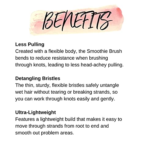 CALISTA Smoothie Hair Brush | Vented Design & Flexible Bristles Work in Wet & Dry Hair | Ergonomic Handle Detangles Without Pulling | Pain-Free Hair Accessories | All Hair Types (Pink)