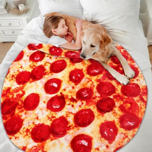 Pepperoni Pizza Blanket White Elephant Gifts for Kids Stuff Useful Adults Teenagers Throw Blankets Wrap Boy Girl Party Novelty Gag Pets Soft Fleece 61in