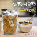 Jamie’s Hive to Table Raw Bee Pollen, 10 oz – 100% Pure Bee Pollen – Harvested from Flowers, Naturally Dried for Freshness – Great for Smoothies, Oatmeal & Recipes