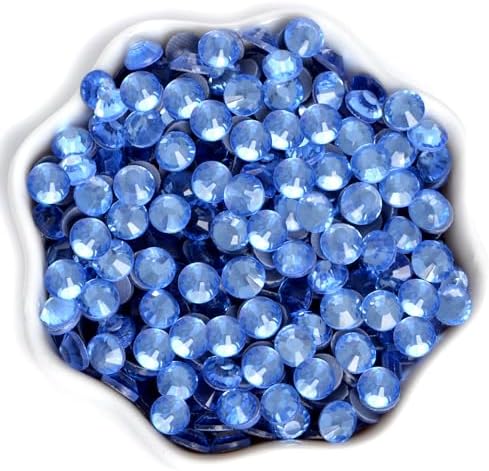2880 Pieces SS10 Lt. Sapphire Hotfix Rhinestones Flatback Round Crystal Glass Rhinestones Gems for Crafts Nail Face Art Clothes Shoes Bags DIY