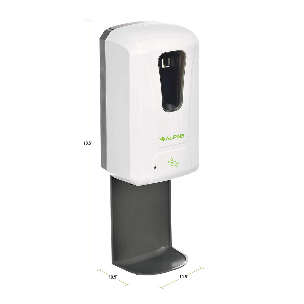 Alpine Automatic Hand Sanitizer Dispenser - Touchless Soap Dispenser with Drip Tray for Restaurant, Hospital, School, Hotel, Kitchen and Bathroom -1200mL Liquid, Gel White