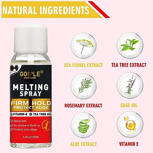 Lace Melting Spray Glue-Less Hair Adhesive for Wigs, Lace Bond Adhesive Spray Wig Melting Spray for Closure Front Extensions, Melting Spray for Lace Wigs Natural Finishing Hold Protect Edge Kit
