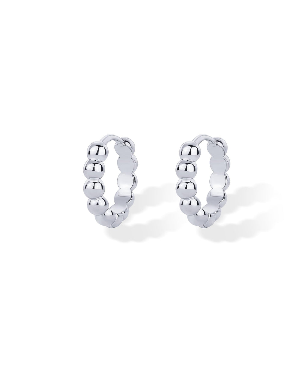 PAVOI 925 Sterling Silver Huggie Earrings, White Gold, Size 14 Millimeters
