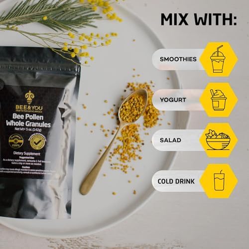 Bee and You - 100% Natural & Raw Bee Pollen Granules, Bee Pollen Supplement, Natural Superfood, Amino Acids, Antioxidants, Enzymes, Vitamin B, Paleo, Keto, Gluten Free, Adults | 5 Oz Pack of 2