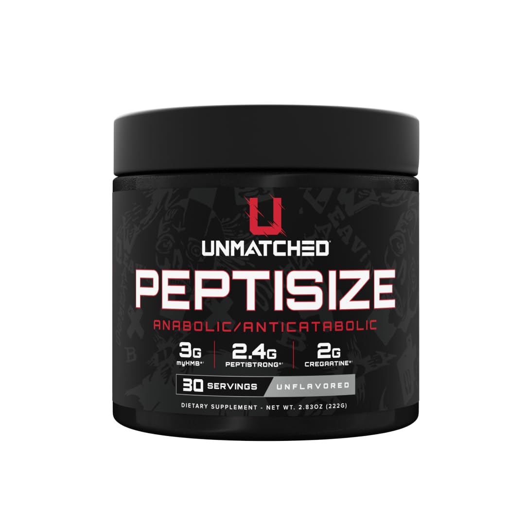 Unmatched Peptisize Advanced Muscle Support Formula | myHMB, PeptiStrong, CreGAAtine | Strength, Performance & Muscle Growth | Natural Flavors & Sweeteners | 30 Servings (Unflavored)