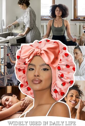 Double Layer Satin Bonnet with Tie Satin Lined Sleep Cap Hair Cover for Women's Curly Natural Hair