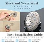 Luxury Spa Series Shower Head, 6 Spray Setting, 4.5 Inch Adjustable High Pressure Shower Head Fixture for Hard Water, 360-Degree Tilt Massage Shower System - Polished Chrome Shower Head
