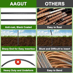 AAGUT 16 Inch Rebar Stakes Heavy Duty 16 Pack 3/8’’ Diameter Landscape Timber Spikes, Straight Stakes with Chisel Point End, Ground Anchors for Camping Tent, Garden Plant Support, Concrete, Black