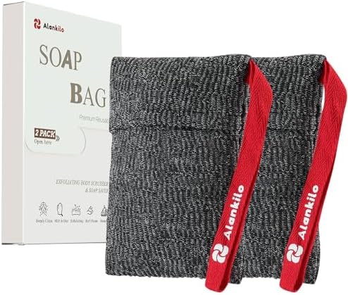 2 Pieces Soap Bags for Soap Bars, Exfoliating Soap Saver Bags, Foaming Bar Soap Pouches for Use in Baths or Showers(Dark Gray)