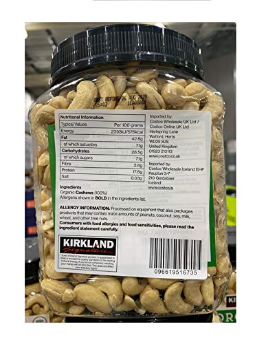 Kirkland Signature Organic Unsalted Cashew, 40 Oz