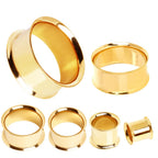 Pierced Owl Gold Plated Stainless Steel Double Flared Tunnel Plug Earrings, Sold as a Pair (12mm (1/2"))