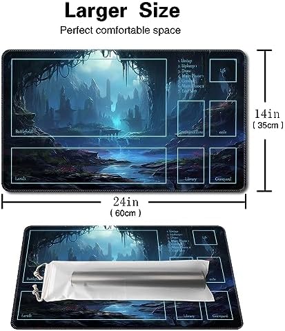 MTG Playmat Size 24x14in Free Storage Bags Non-Slip Backing Printing, Ideal for Card Game Enthusiasts TCG Playmat (with Zone,Silent Valley)