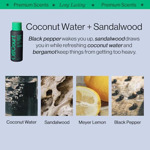 OffCourt - Natural Deodorant Body Spray for Men and Women - Aluminum Free - Whole Body Deodorant for Women and Men - Sandalwood, Citrus, and White Musk Scents, 3.4 Ounce (Pack of 3)