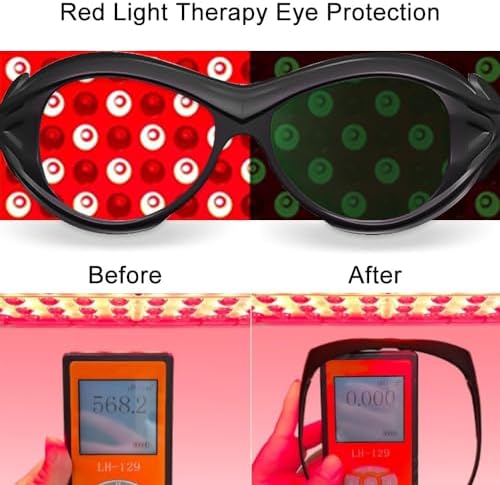 mozeeda Red Light Therapy Glasses, Eyes Protection Tanning Goggles for IPL Laser Safety, 190nm-450&560-2000nm Protective Laser Glasses for Cosmetology Operators