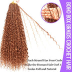 Boho Goddess Box Braids Crochet Hair for Black Women-8 Packs 24 Inch Pre Looped Crochet Braids Curly Ends (30#, 24 Inch (Pack of 8))