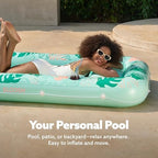 SLOOSH Inflatable Tanning Pool Lounger Float, 70" x 46" Pool Floats Adult with Pillow, 4 in 1 Suntan Tub Raft Floatie,Sunbathing Bed Lounge for Water Blow Up Kids Ball Pit Party Gifts, L-Aqua Blue