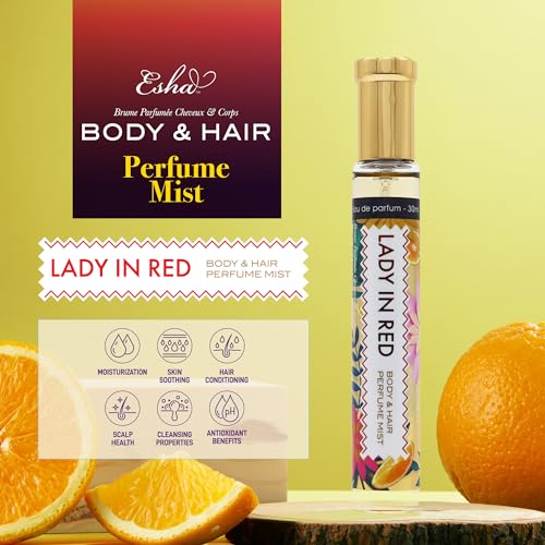 Esha Body & Hair Perfume Mist - Eau de Parfum for Women - Infused with Betaine - Cherry, Berry, and Ocean Surrounded in Musky Vanilla - (LADY IN RED)